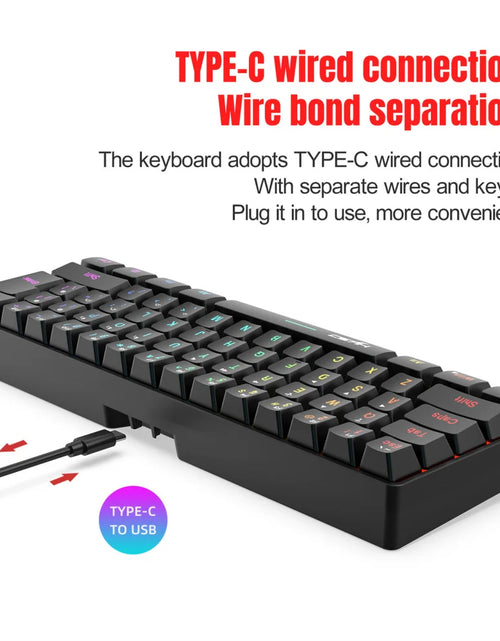 Load image into Gallery viewer, L500 Wired/Wireless Connection Gaming Keyboard 61 Keys Compact Computer Keyboard Type C Connection Mechanical Keyboard with Dyna
