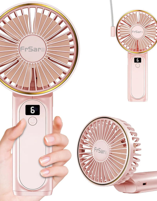 Load image into Gallery viewer, Portable Handheld Mini Fan, Neck Fan, 4000Mah Desk Fan, 180° Adjustable, 6 Speed Wind, Display Electricity in Real Time, USB Rechargeable Foldable Fan, Quiet Personal Fan with Power Bank Pink
