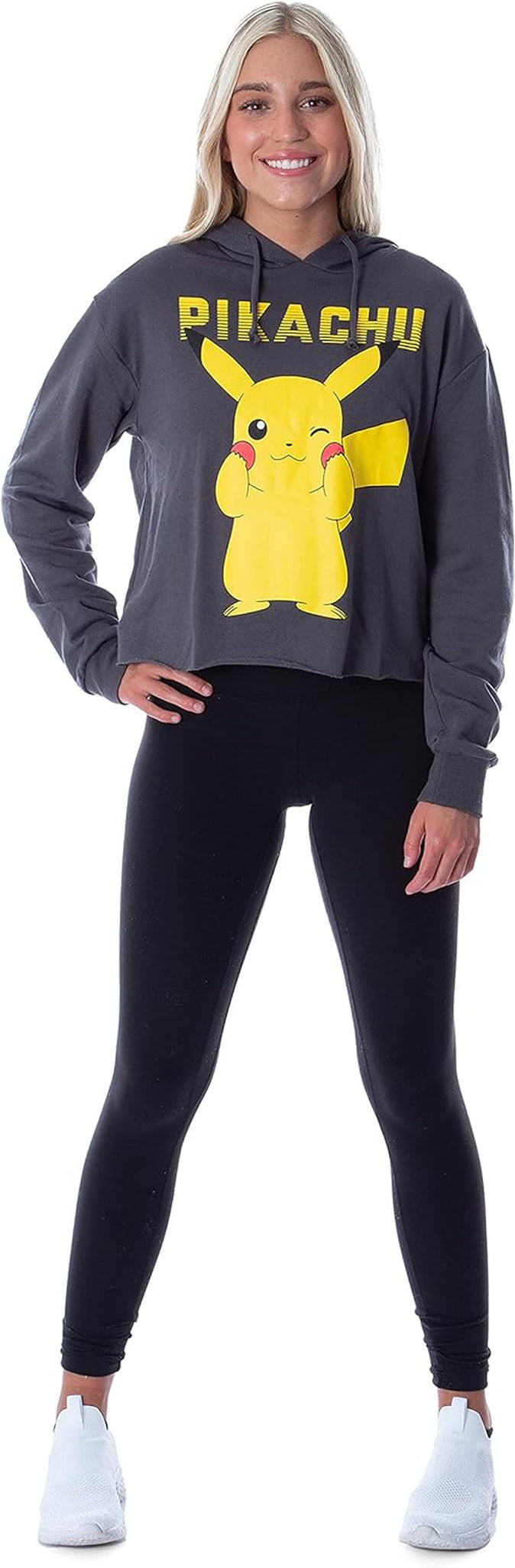 Pokemon Women'S Pikachu Blushing Red Cheeks Skimmer Pullover Hoodie