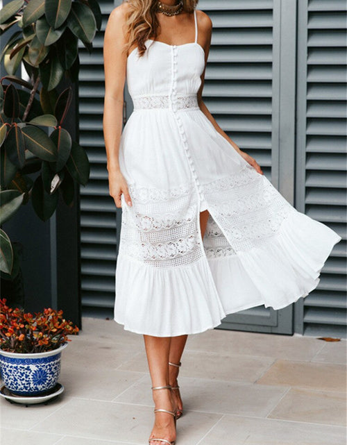 Load image into Gallery viewer, Summer Fashion Boho Long Dress Women Ladies Sleeveless White Lace Beach Dress Evening Party Casual Dresses Vestidos
