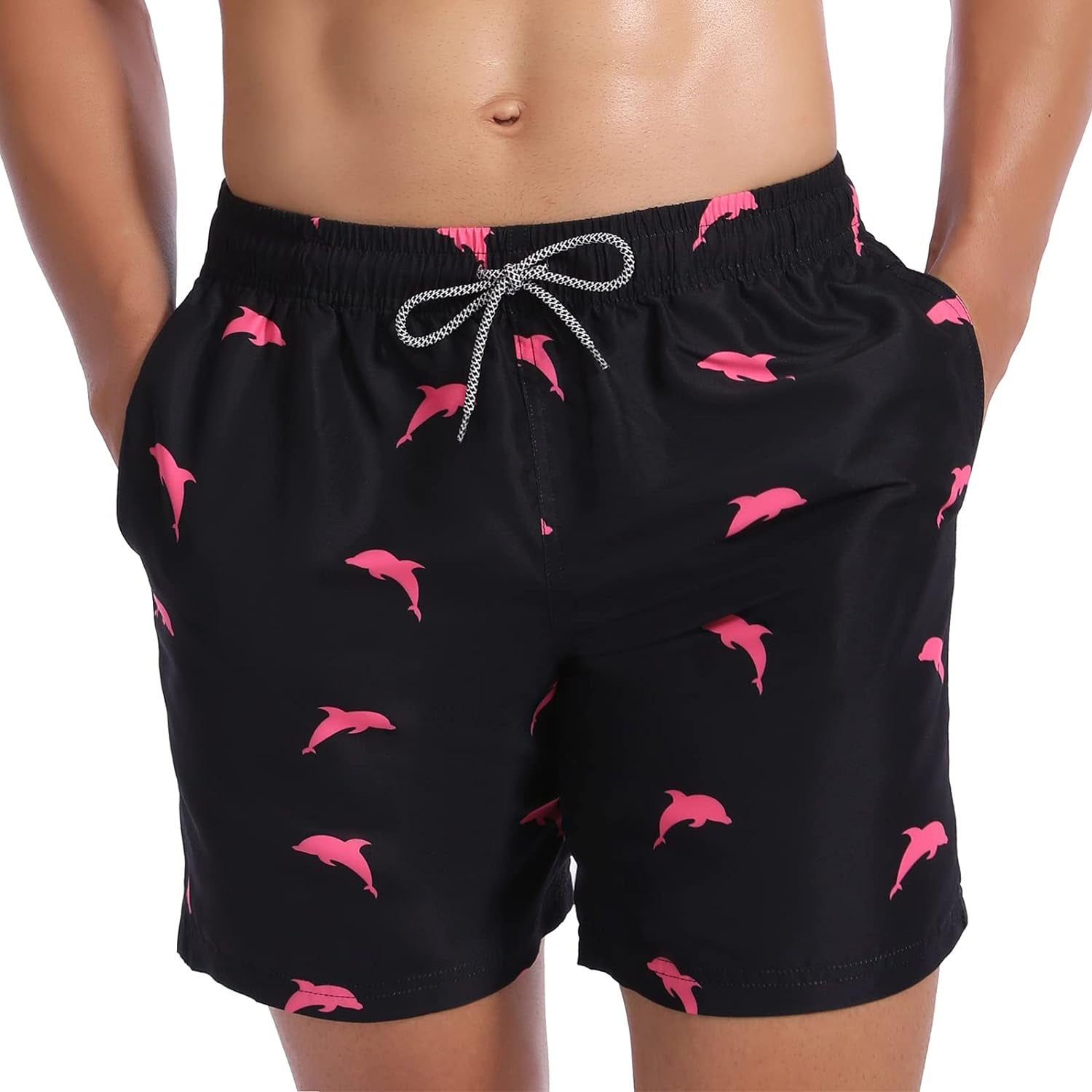 Mens Swim Trunks Quick Dry Swim Shorts with Mesh Lining Funny Beach Shorts