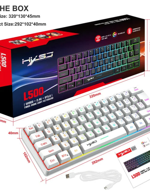 Load image into Gallery viewer, L500 Wired/Wireless Connection Gaming Keyboard 61 Keys Compact Computer Keyboard Type C Connection Mechanical Keyboard with Dyna
