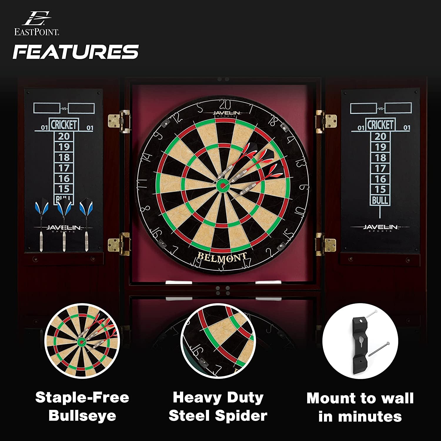 Bristle Dartboard and Cabinet Sets- Features Easy Assembly - Complete with All Accessories