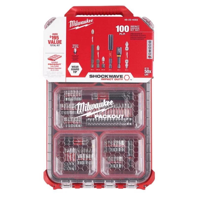 Shockwave Assorted Impact Driver Bit Set Alloy Steel 100 Pc, 1/4 In. Drive X 4 In. L