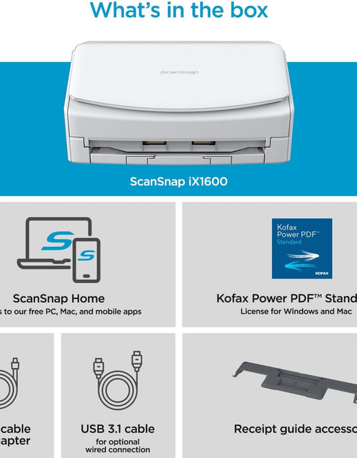 Load image into Gallery viewer, Fujitsu  Ix1600 Versatile Cloud Enabled Document Scanner for Mac or PC, White
