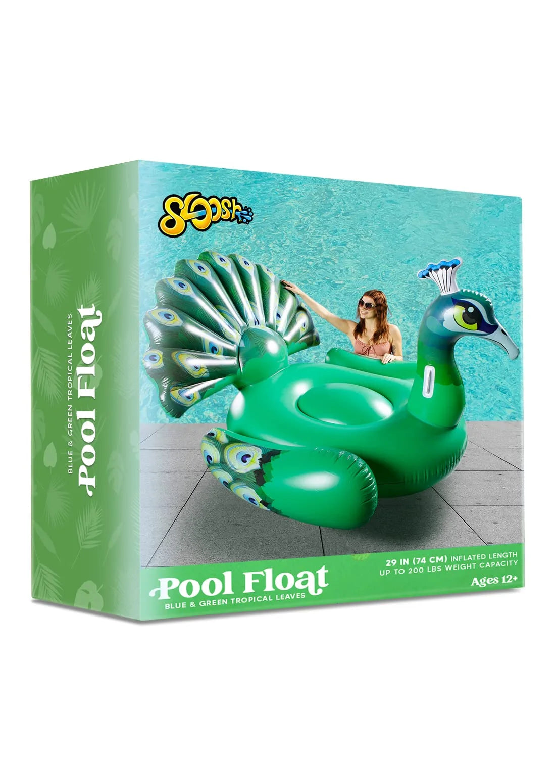 Inflatable Peacock Pool Float, Giant Green Peacock Ride on Raft for Summer Pool, Beach Floaties, Party Decoration Toys, Inflatable Island, Summer Pool Raft Lounge for Adults & Kids