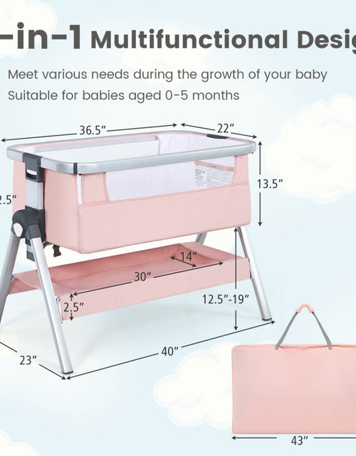 Load image into Gallery viewer, Baby Bedside Bassinet with Storage Basket and Wheels
