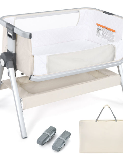 Load image into Gallery viewer, Baby Bedside Bassinet with Storage Basket and Wheels
