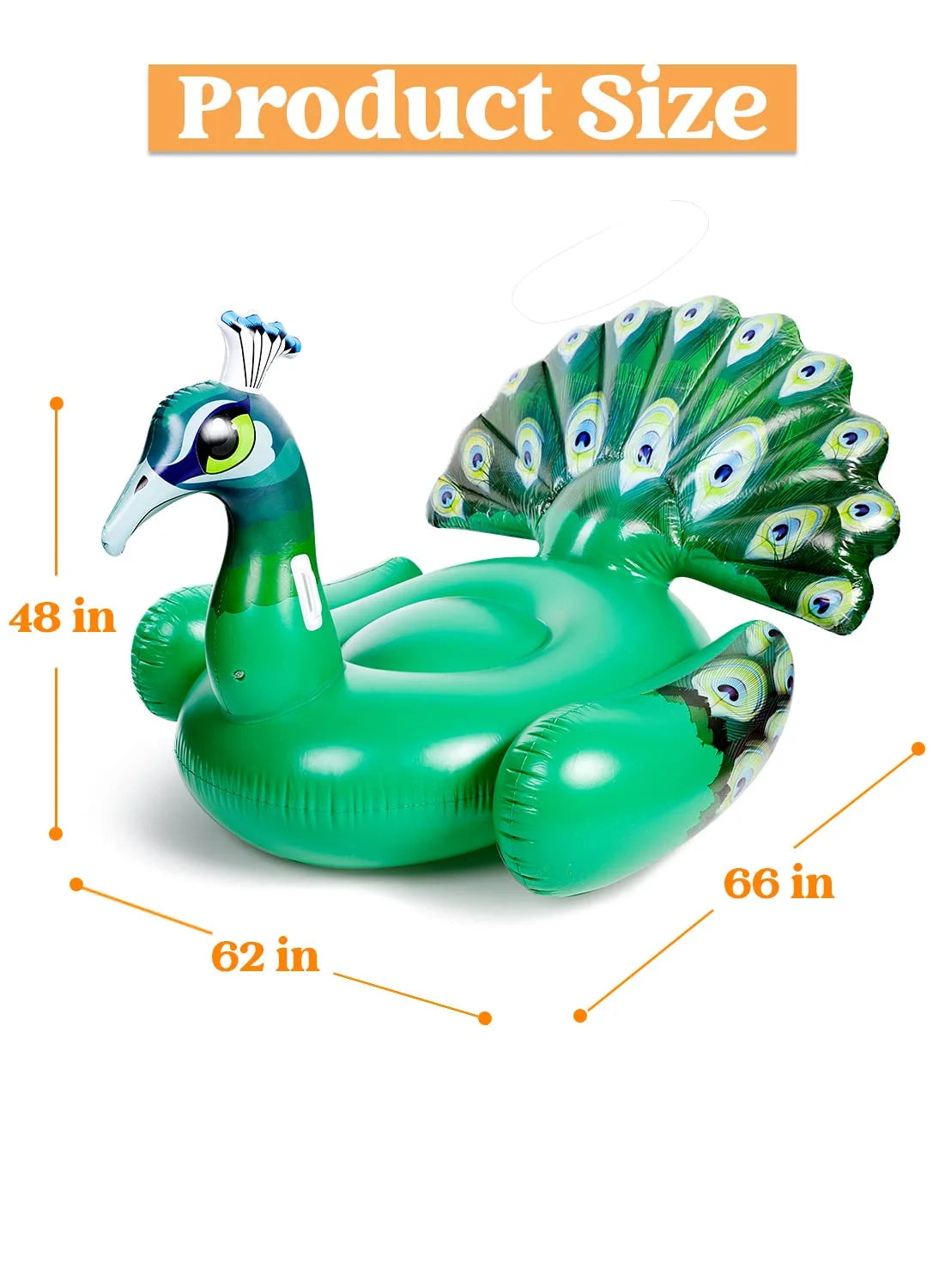 Inflatable Peacock Pool Float, Giant Green Peacock Ride on Raft for Summer Pool, Beach Floaties, Party Decoration Toys, Inflatable Island, Summer Pool Raft Lounge for Adults & Kids