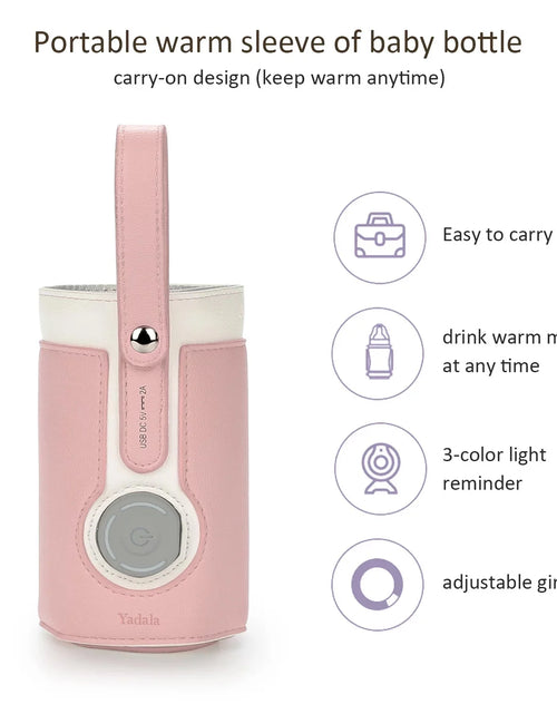 Load image into Gallery viewer, Portable Bottle Warmer, Intelligent Bottle Warmer, Fast Charge, 3-Speed Temperature Regulation, Pink
